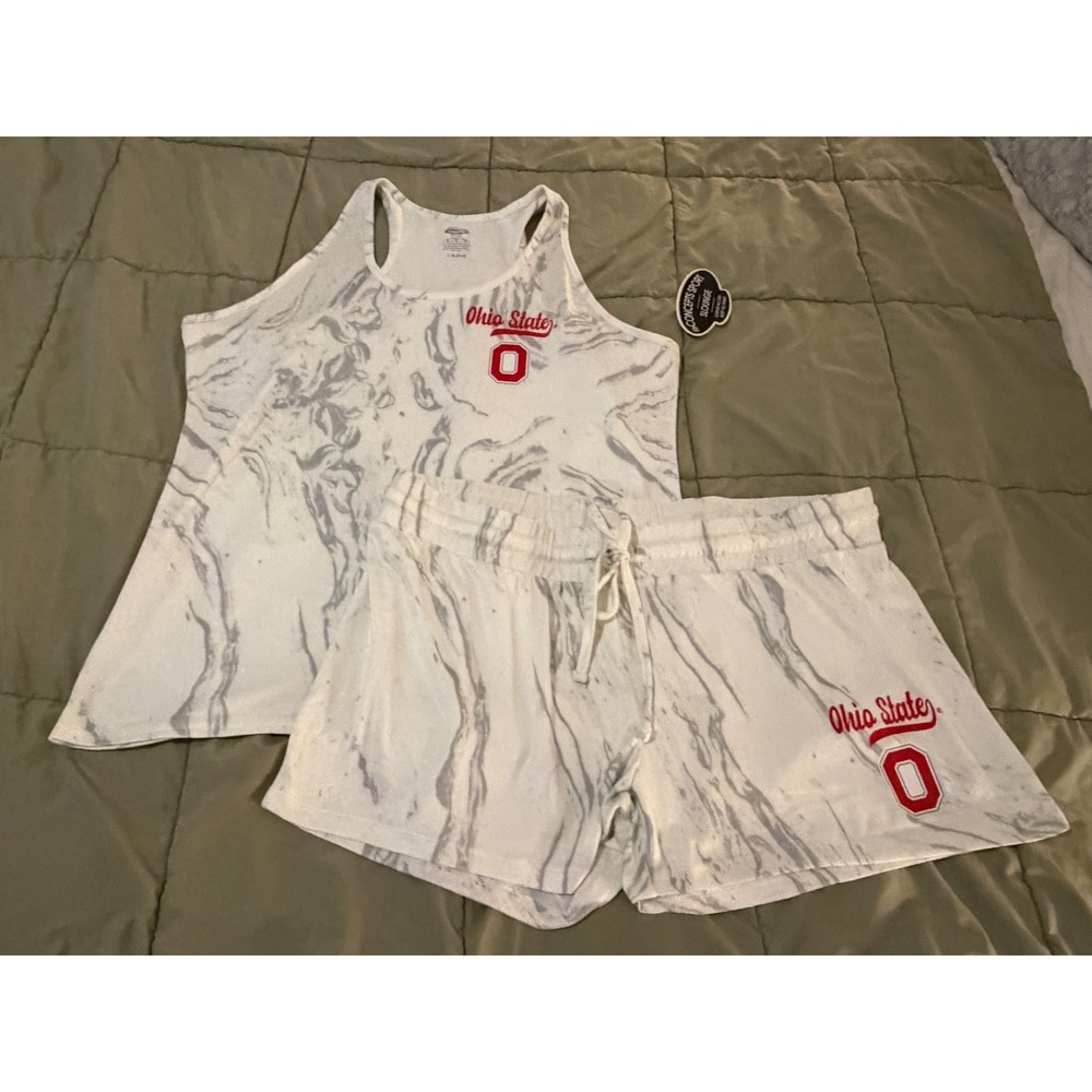 Concepts Sport Ohio State Buckeyes Women XL Marble Tank Shorts Lounge Set NEW
